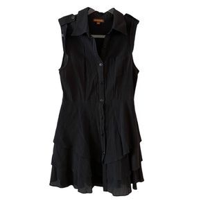 Hive & Honey gauzy sleeveless button down tiered fit & flare minidress